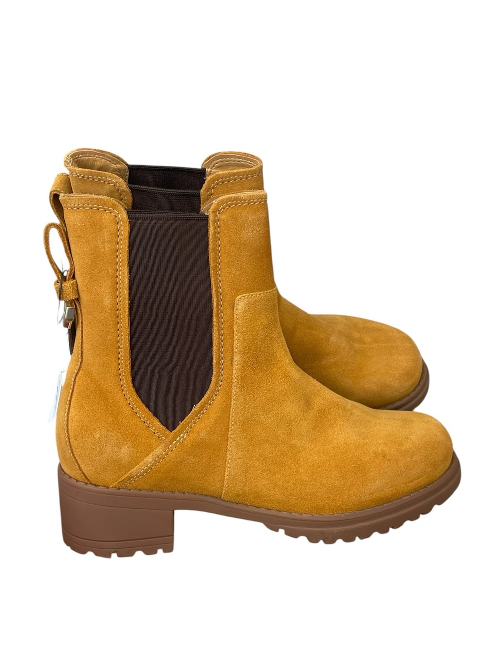 Cole Haan Camea Waterproof Chelsea Boots in Amber Suede, Size 5.5B, NWT